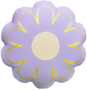 Шар (21''/53 см) Цветок, Ромашка, Золотые лепестки, Сиреневый, Сатин, 1 шт.
