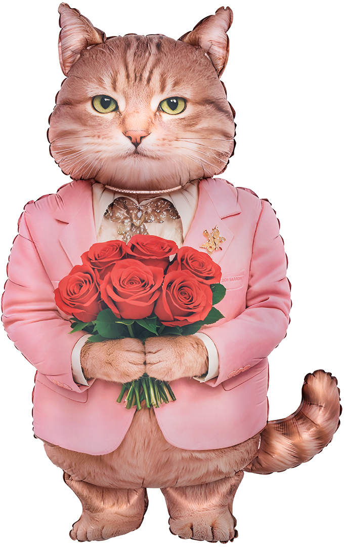 Шар (42''/107 см) Фигура, Кот Романтик, Сатин, 1 шт. в уп.