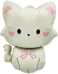 Шар (28''/71 см) Фигура, Кошечка с бантиком, 1 шт. в уп.