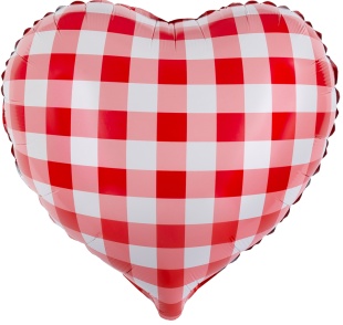 Шар (18''/46 см) Сердце, Клеточки, Красный, 1 шт.