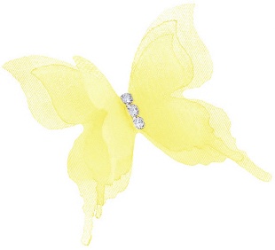 Декоративные бабочки Шифоновые, трехслойные, клеевые точки в компл, Желтый, 4,5*5 см, 10 шт.