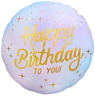 Шар (18''/46 см) Круг, Happy Birthday, Сиреневый, Градиент, 1 шт.