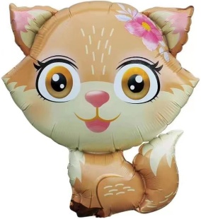 Шар (27''/69 см) Фигура, Лисенок с цветком, 1 шт.