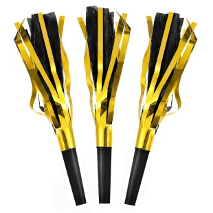 Карнавальные гудки, Шумчики, Черный/Золото, Металлик, 16 см, 6 шт. в упак. 