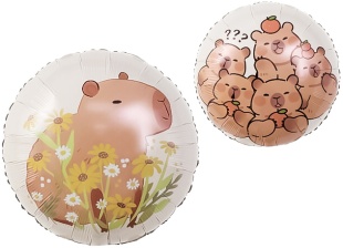 Шар (18''/46 см) Круг, Капибара, Дизайн №1, 1 шт. в уп. (цв.этик.)